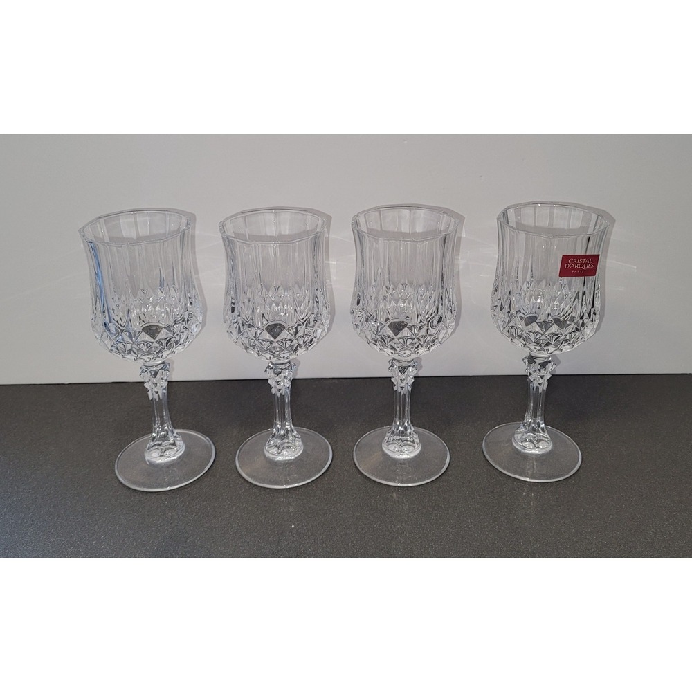 4 PC Set Cristal D'Arques Longchamp 2 oz Crystal Glasses Cordial Liqueur Sherry